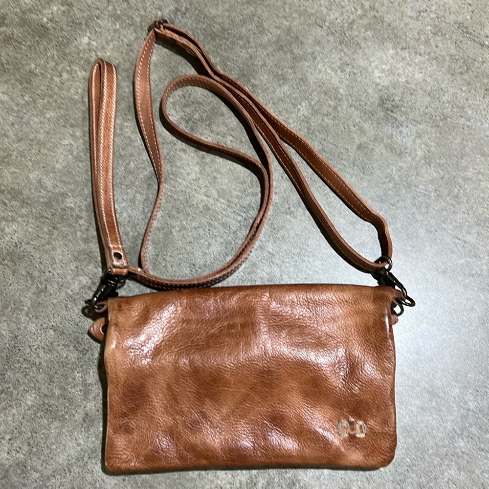 Bed Stu CADENCE Brown Leather Wristlet and strap for crossbody in TAN RUSTIC